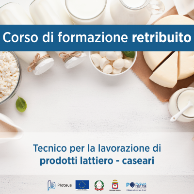 Corso gratuito: Tecnico per la lavorazione di prodotti lattiero – caseari