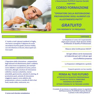 OPERATORE DELLA RISTORAZIONE – Preparazione degli alimenti e allestimento piatti